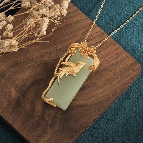 Auspicious Magpie Hetian Jade Wealth Pendant - FengshuiGallary