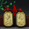 Auspicious Natural Black Jade Dragon& Phoenix 24K Gold Pendant Necklace - FengshuiGallary