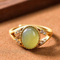 Auspicious Natural Hetian Green Jade Ring - FengshuiGallary
