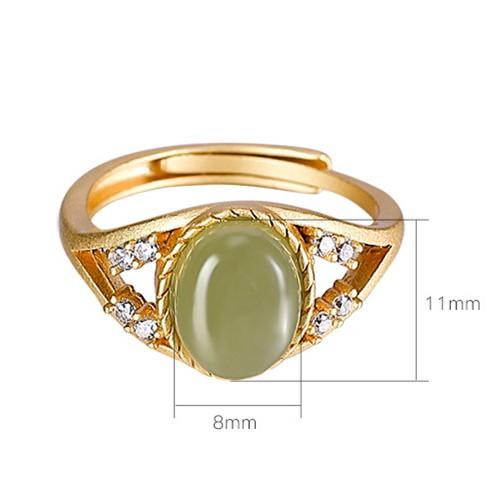 Auspicious Natural Hetian Green Jade Ring - FengshuiGallary
