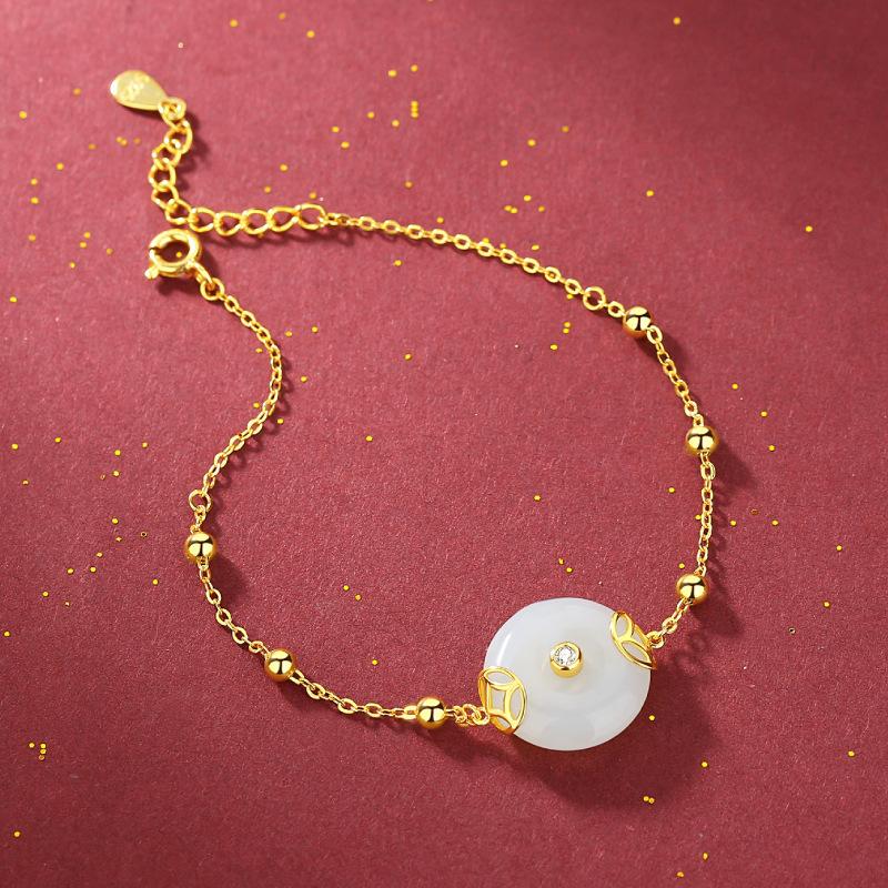 Auspicious White Jade Fengshui Coin Bracelet - FengshuiGallary