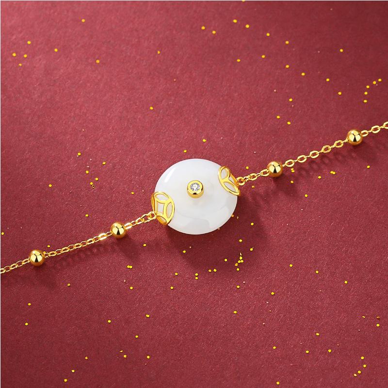 Auspicious White Jade Fengshui Coin Bracelet - FengshuiGallary