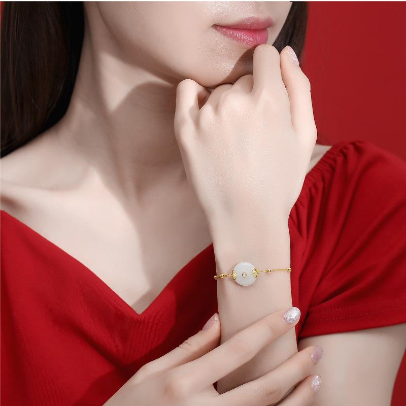 Auspicious White Jade Fengshui Coin Bracelet - FengshuiGallary