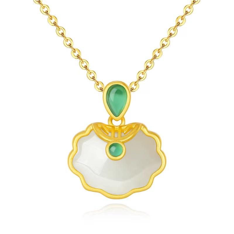 Auspicious White Jade Fengshui Pendant Necklace - FengshuiGallary