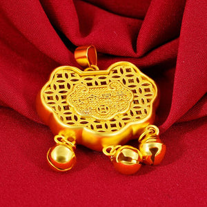 Baby Feng Shui Long Life Gold Locks Lucky Pendant Necklace - FengshuiGallary