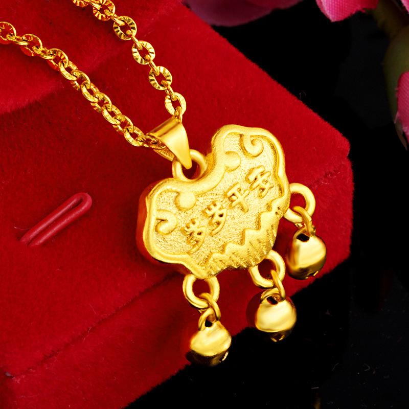 Baby Feng Shui Long Life Gold Locks Pendant Necklace - FengshuiGallary
