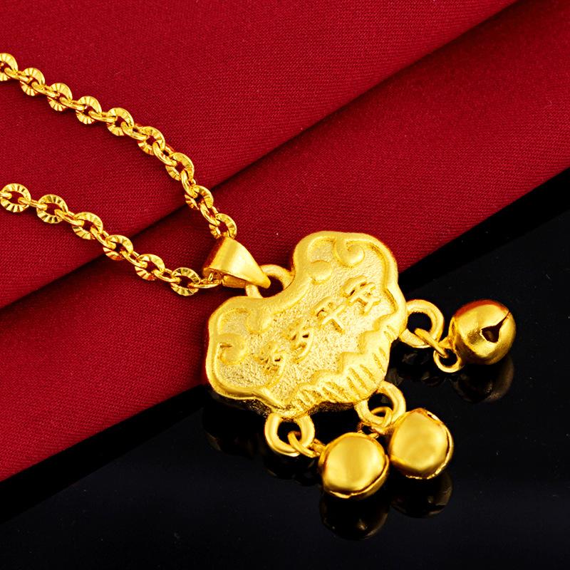 Baby Feng Shui Long Life Gold Locks Pendant Necklace - FengshuiGallary