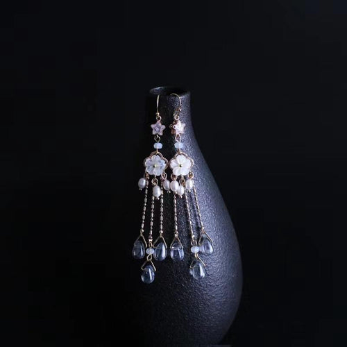 Blue Rhinestone Pearl Earrings - FengshuiGallary