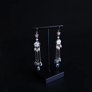 Blue Rhinestone Pearl Earrings - FengshuiGallary