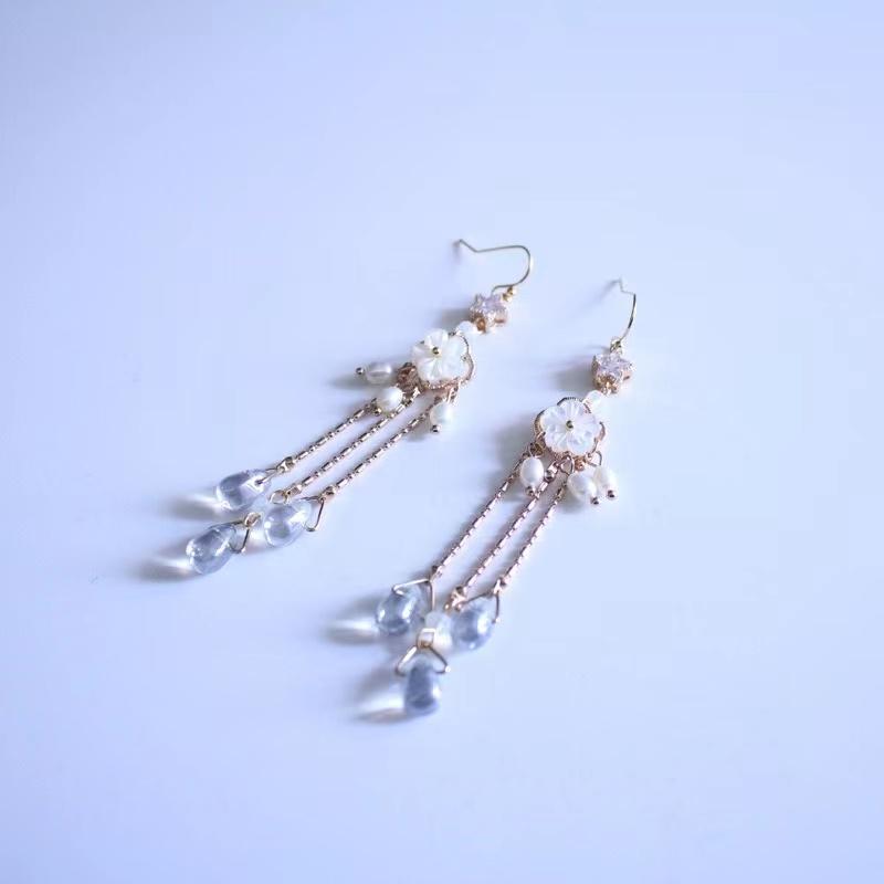 Blue Rhinestone Pearl Earrings - FengshuiGallary