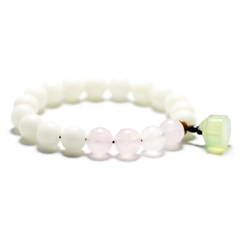 Bodhi Root Bracelet-Green Agate Lotus Jade Bead - FengshuiGallary