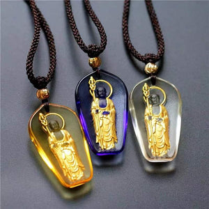 Bodhisattva Ksitigarbha Glaze 24k Gold Pendant-Earth Store Bodhisattva - FengshuiGallary
