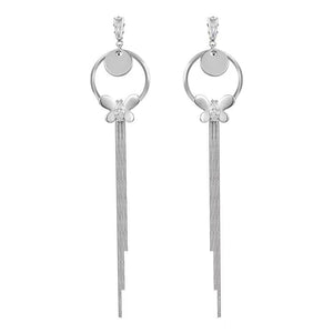 Butterfly Earrings-925 Silver Tassel - FengshuiGallary