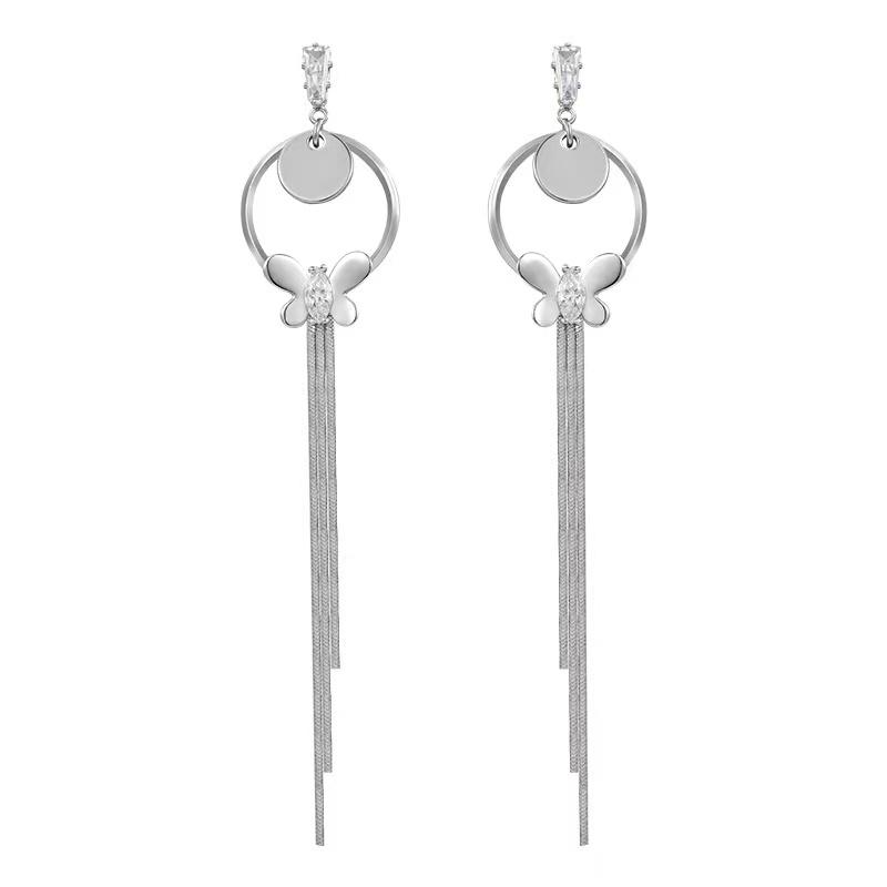 Butterfly Earrings-925 Silver Tassel - FengshuiGallary