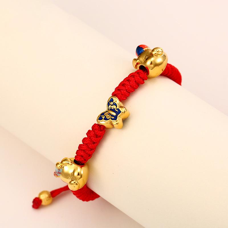 Butterfly Red String Bracelet-Blue Enamel - FengshuiGallary