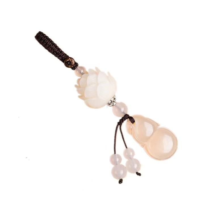 Chalcedony Keychain-White Lotus Flower - FengshuiGallary