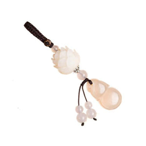 Chalcedony Keychain-White Lotus Flower - FengshuiGallary