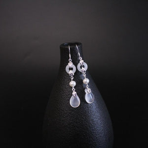 Chalcedony White Pearl Earrings - FengshuiGallary