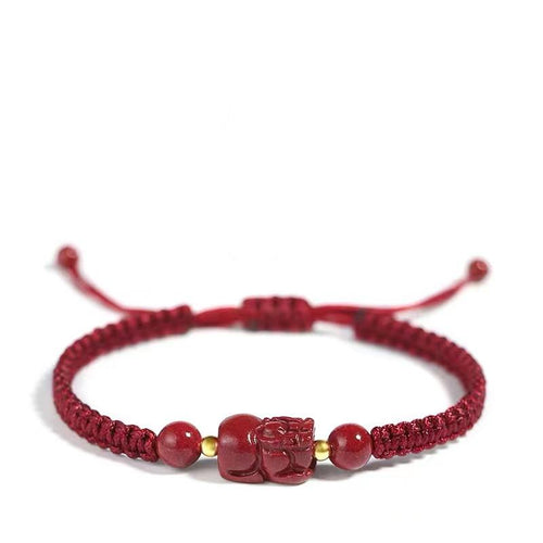 Cinnabar Bracelet-Fengshui Pixiu Golden Beads - FengshuiGallary