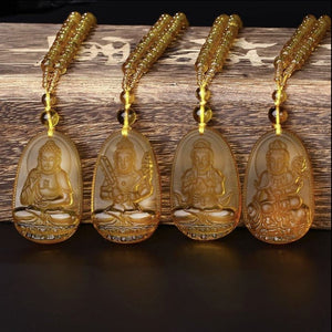 Citrine Buddha Pendant Necklace - FengshuiGallary