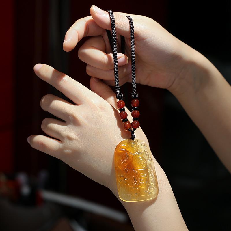 Citrine Guan Gong Wealth Pendant - FengshuiGallary