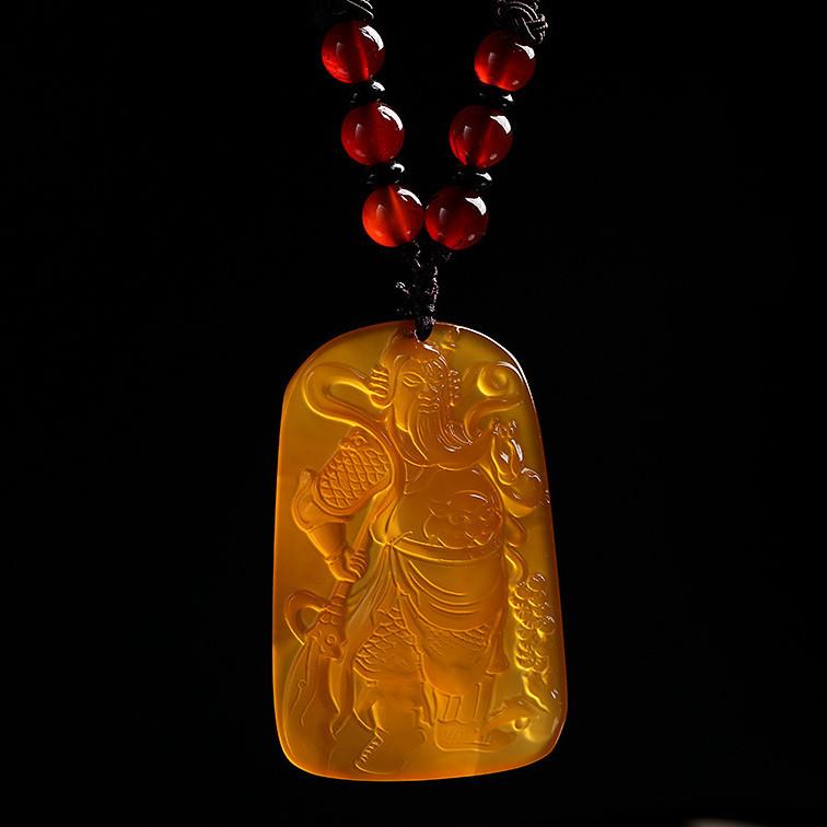 Citrine Guan Gong Wealth Pendant - FengshuiGallary