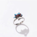 Cloisonne Lotus Flower Silver Ring - FengshuiGallary