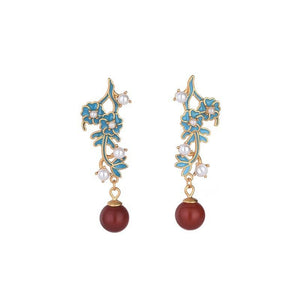 Cloisonne Red Garnet Wealth Earring - FengshuiGallary