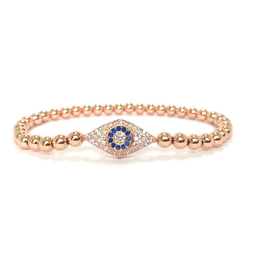 Diamond Studded Blue Evil Eye Protection Bracelet - FengshuiGallary