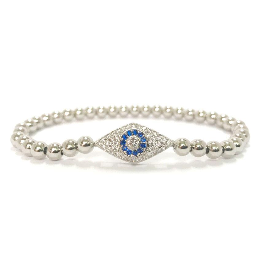 Diamond Studded Blue Evil Eye Protection Bracelet - FengshuiGallary