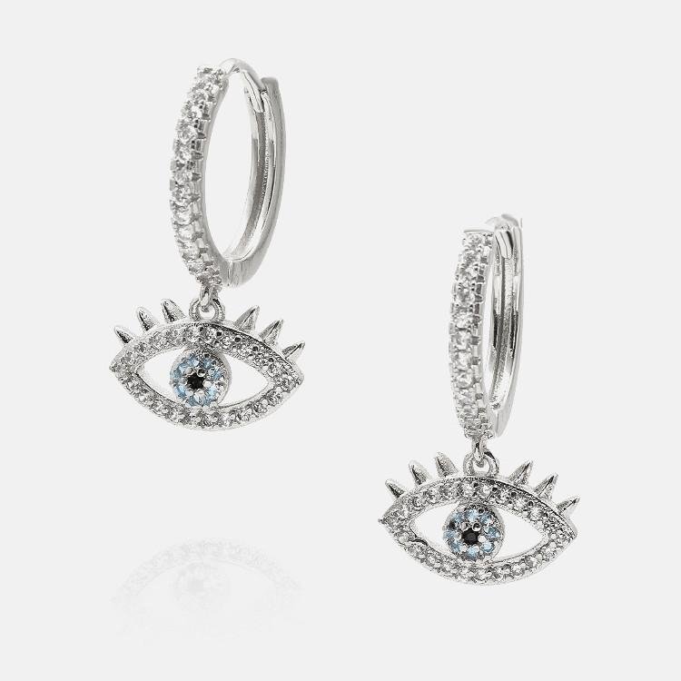 Diamond Studded Evil Eye Protection Ear Ring - FengshuiGallary