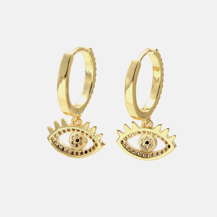 Diamond Studded Evil Eye Protection Ear Ring - FengshuiGallary
