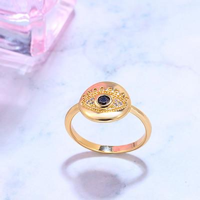 Diamond Studded Evil Eye Protection Ring - FengshuiGallary