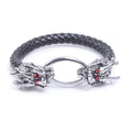 Double Dragon Leather Rope Lucky Bracelet - FengshuiGallary