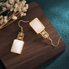Double Happiness Earrings-White Jade - FengshuiGallary