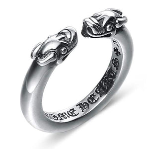 Double Pixiu Mantra Lucky Silver Ring - FengshuiGallary