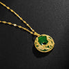Dragon & Phoenix Green Jade Auspicious Pendant Necklace - FengshuiGallary