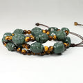 Eighteen Arhats Green Jade Carving Beads Tailsman Necklace - FengshuiGallary