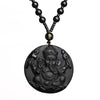 Elephant Ganesha Obsidian Pendant Necklace - FengshuiGallary