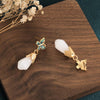 Enamel Butterfly White Jade Lucky Earring - FengshuiGallary