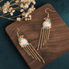Enamel White Jade Tassel Earrings - FengshuiGallary