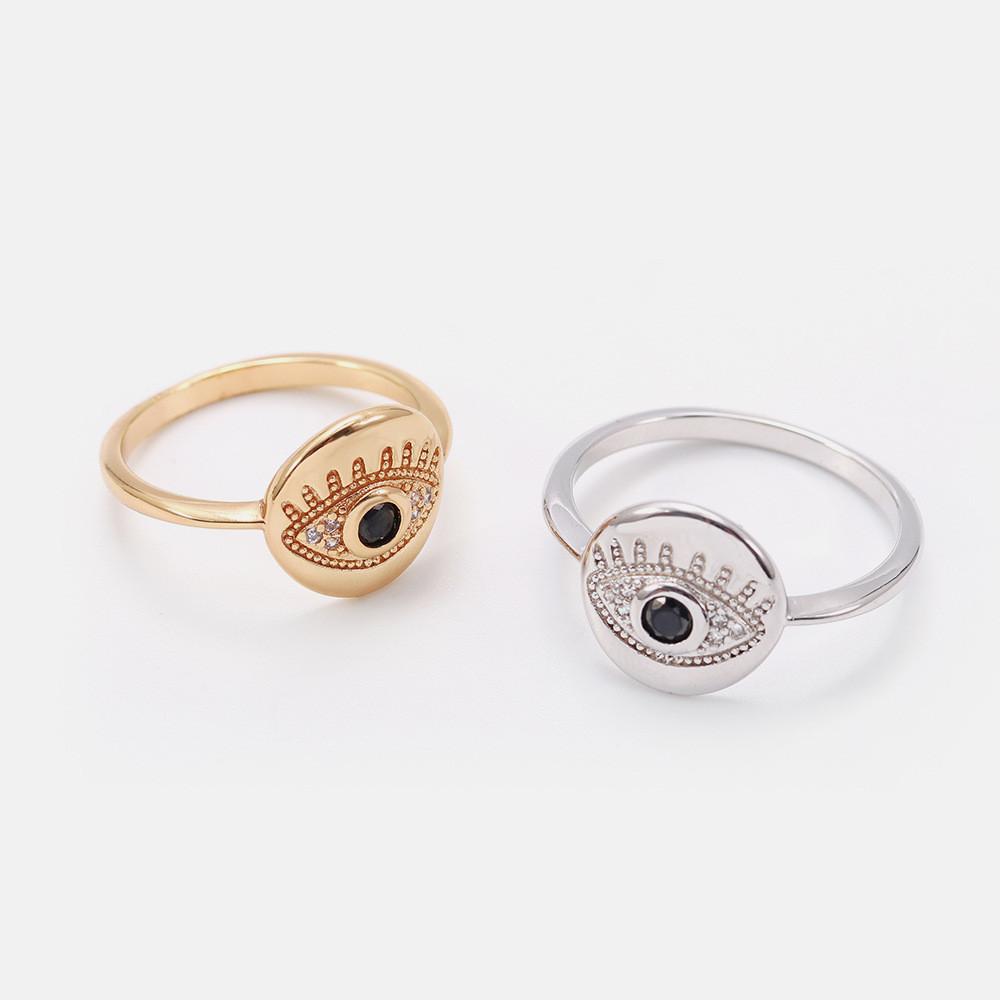 Evil Eye Gold Diamond Protection Ring - FengshuiGallary