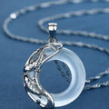 Feng Shui 925 Silver Koi Fish Moonstone Pendant Necklace - FengshuiGallary