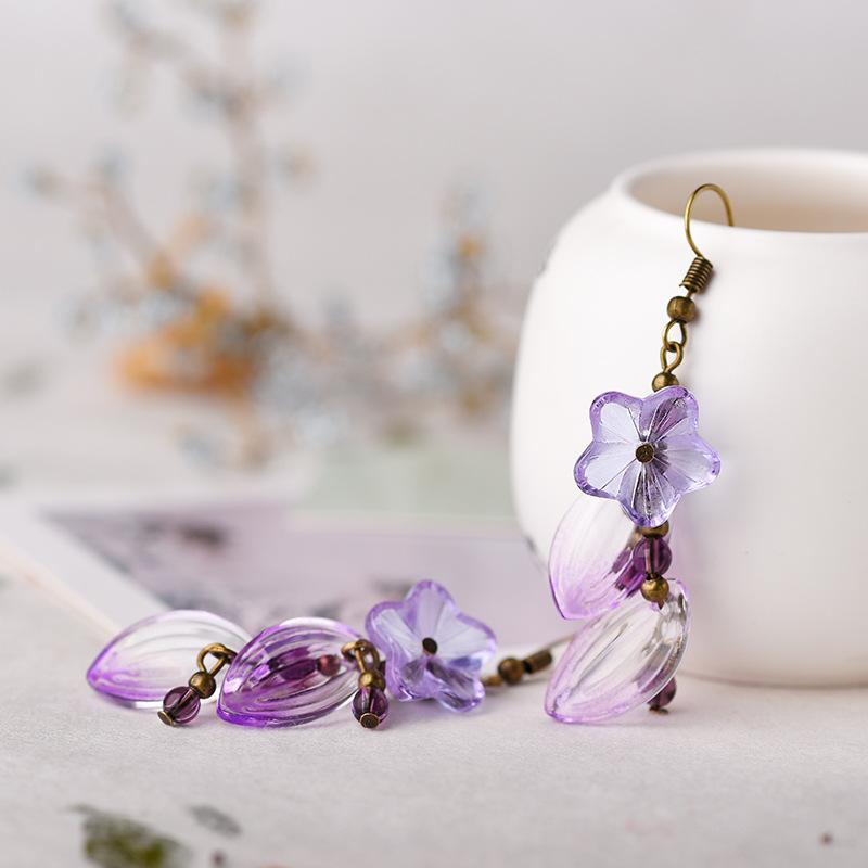 Feng Shui Amethyst Flower Drop Wealth Earring - FengshuiGallary