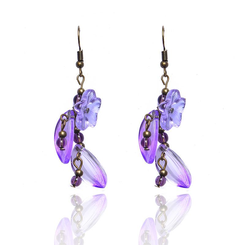 Feng Shui Amethyst Flower Drop Wealth Earring - FengshuiGallary
