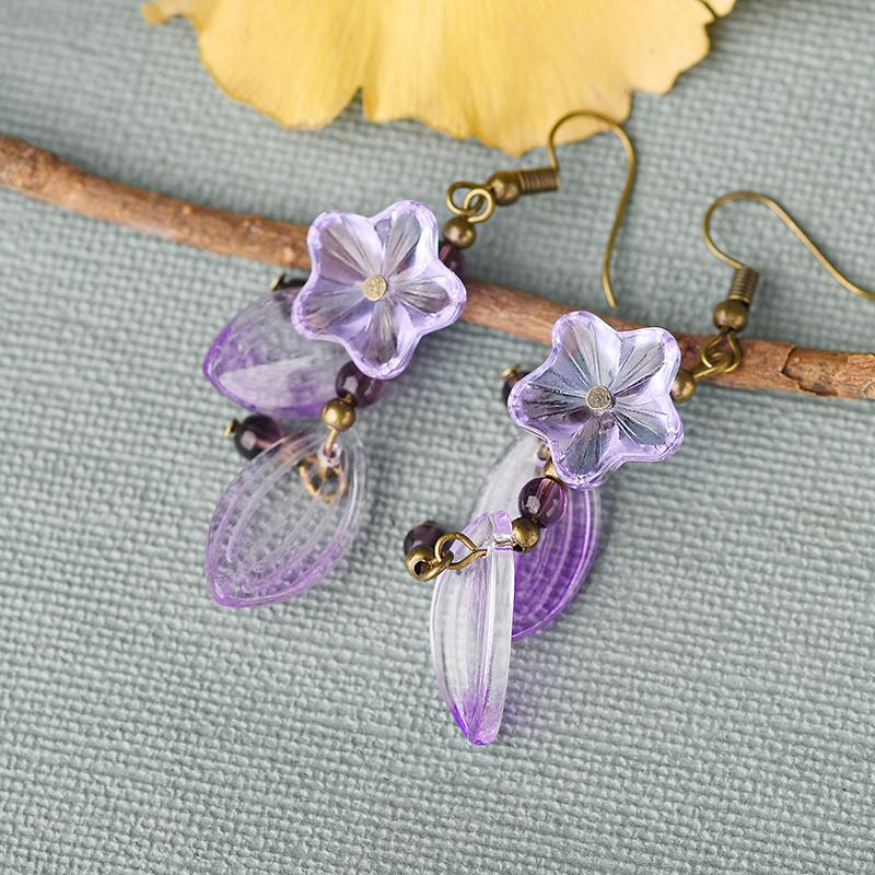 Feng Shui Amethyst Flower Drop Wealth Earring - FengshuiGallary