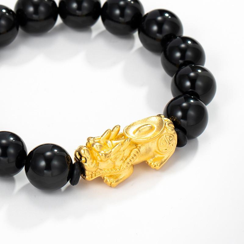 Feng Shui Black Obsidian Ingots Pixiu Wealth Bracelet - FengshuiGallary