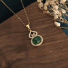 Feng Shui Calabash Cubic Zirconia Green Jade Lucky Pendant Necklace - FengshuiGallary