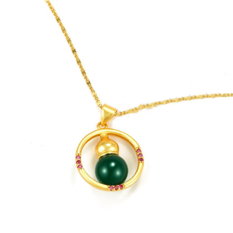 Feng Shui Calabash Gold Lucky Pendant Necklace - FengshuiGallary