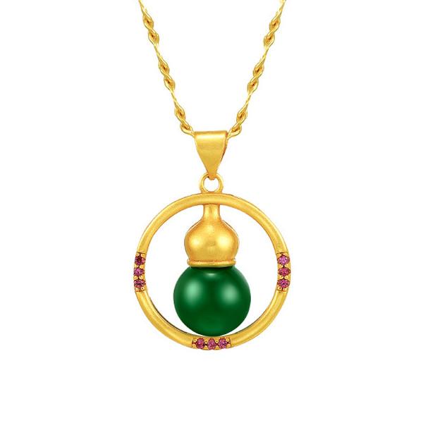 Feng Shui Calabash Gold Lucky Pendant Necklace - FengshuiGallary
